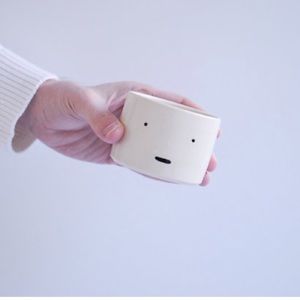 2 Pieces Handmade Modern Pottery Shop “Meh” Flat White Cup